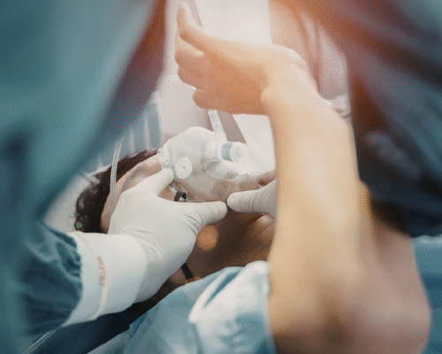 Medical professionals administering anesthesia to a patient in a surgical setting, highlighting the critical importance of proper dosage, monitoring, and adherence to safety protocols to prevent life-threatening errors.